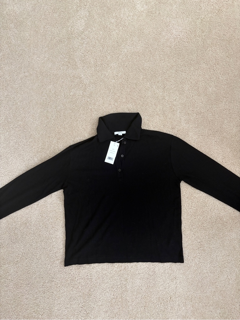 Vince Wool Relaxed Long-Sleeve Polo Shirt - 100% Wool